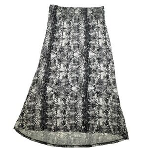 Maxi Skirt Animal Print Black White L Christopher & Banks High Low Stretch